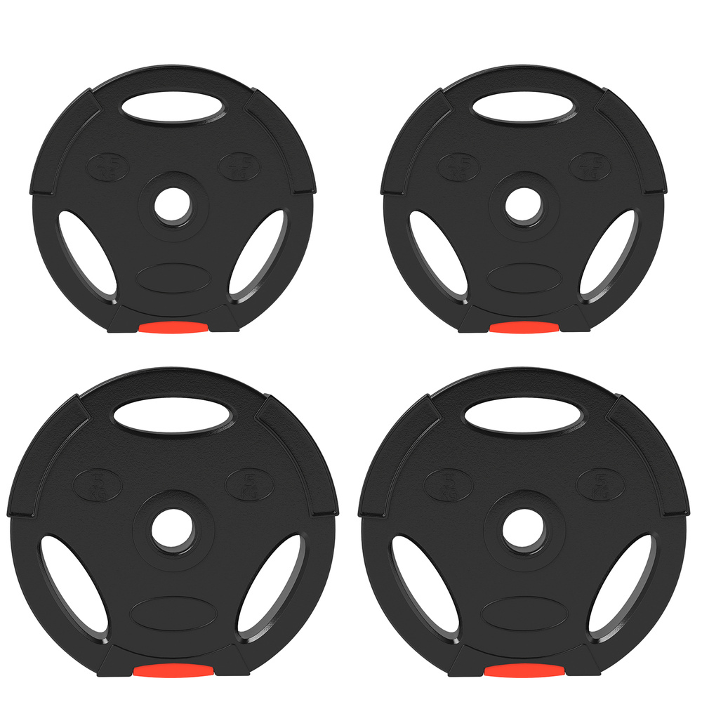 SPORTNOW Weight Plates Set, with Two 5kg and Two 2.5kg weights, Black