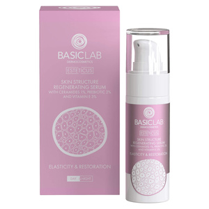 BasicLab Structure Regenerating Serum with 1% Ceramides, Elasticity and Regeneration for Dry and Very Dry Skin Day and Night 30ml