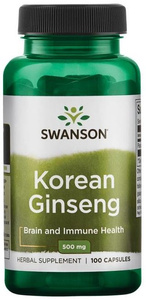 Swanson Korean Ginseng 500mg Żeń-Szeń Koreański 100 Kapsułek