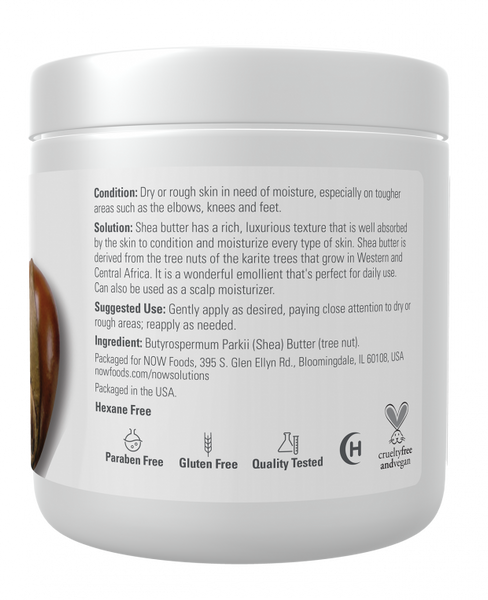 Now Foods Solutions Moisturizing Shea Butter 100% Natural for Dry Rough Skin 207ml