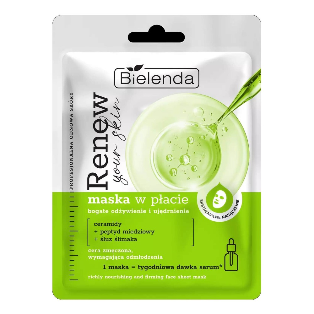 Bielenda Renew Your Skin Professional Skin Renewal Nourishing Sheet Mask with Ceramides and Snail Slime 1 Piece