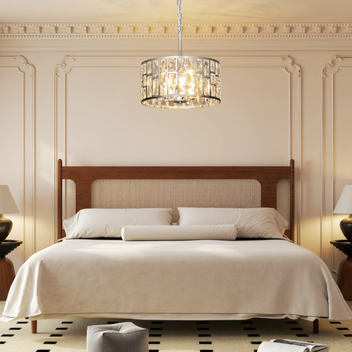HOMCOM 72 Glass Crystallite Chandelier - Silver-Tone