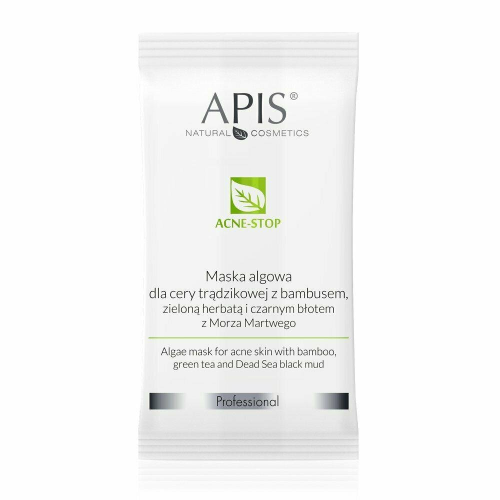 Apis Professional Acne Stop Maska Algowa z Bambusem Zieloną Herbatą i Czarnym Błotem z Morza Martwego dla Cery Trądzikowej 20g