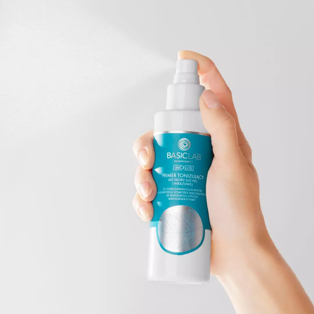 BasicLab Micellis Primer Tonizujący 3% Glikozaminoglikanów 2% Kompleksu Komórek Macierzystych ze Śnieżnego Lotosu Aminokwasy NMF dla Skóry Suchej i Wrażliwej 150ml
