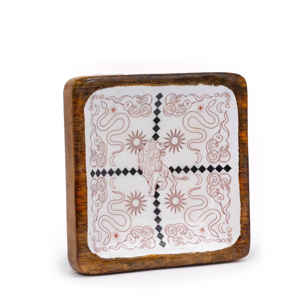 Hop Hare Big Enameled Square Trinket Tray - Lion & Snakes