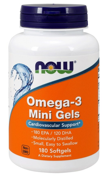 NOW Foods Omega-3 Mini Gels Fish Oil for Heart and Brain Health 180 Softgels