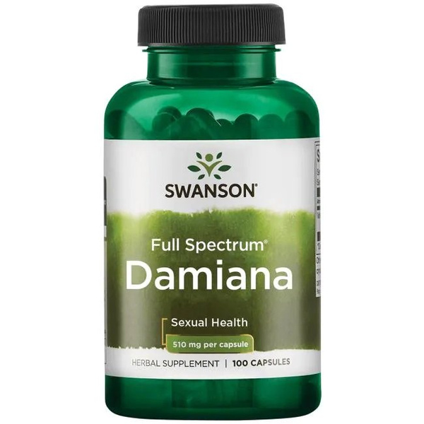 Swanson Damiana 510mg Wspomaga Układ Trawienny i Moczowy 100 Kapsułek