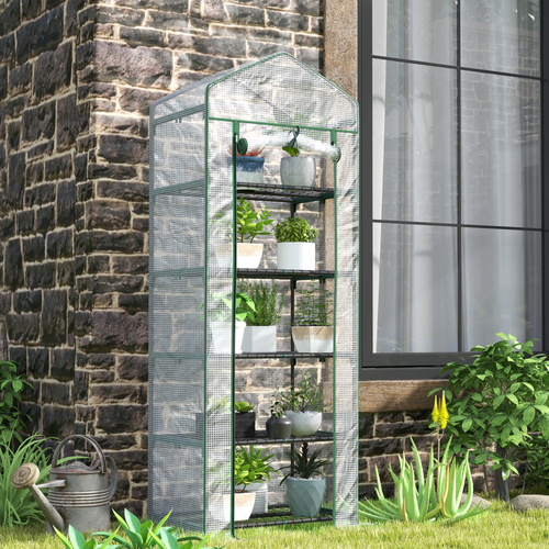 Outsunny 193cm Five Shelf Mini Greenhouse - White