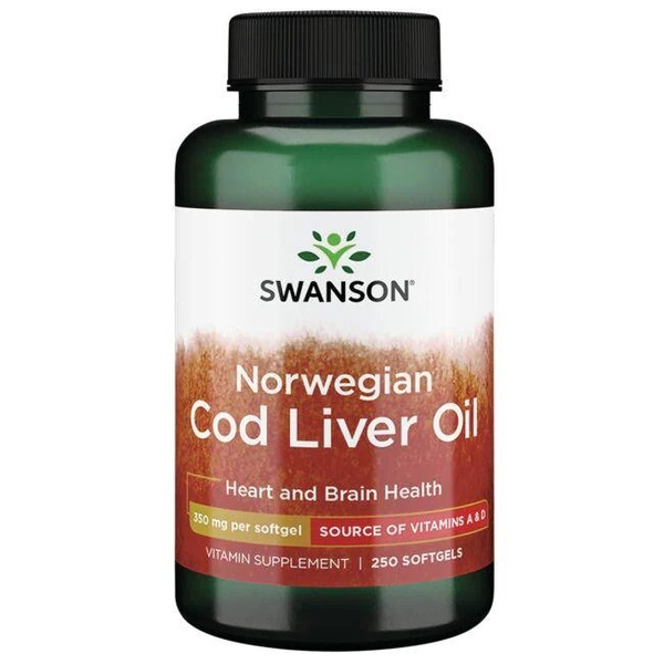 Swanson Cod Liver Oil 350mg Olej z Wątroby Dorsza 250 Kapsułek