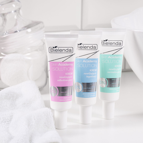 Bielenda Skin Academy Solutions Nawilżająco - Odbudowujący Krem 5% Ceramidy z Kwas Hialuronowy i Betaina dla Skóry Suchej i Wrażliwej na Dzień i na Noc 50ml