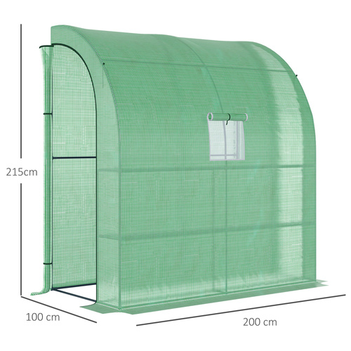 Outsunny Small Lean to Greenhouse 3-Tier with Shelves Outdoor, Green