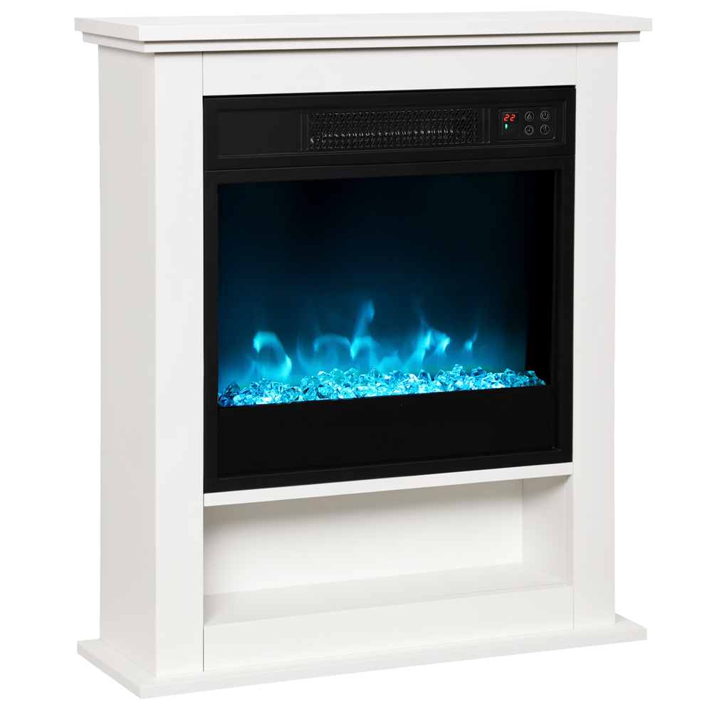 HOMCOM 1800W Adjustable Faux Flame Electric Fireplace - White