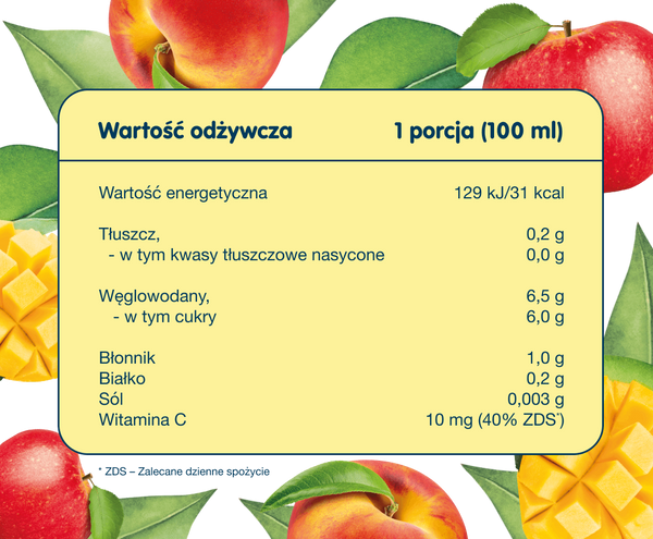 Bobo Frut Nektar Owocowy Jabłko Mango Brzoskwinia dla Niemowląt po 12. Miesiącu 300ml