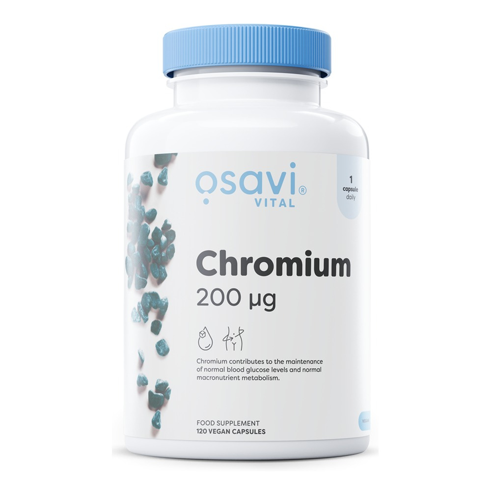 Osavi Chrom 200mcg na Prawidłowy Poziom Cukru i Metabolizm 120 Wegańskich Kapsułek