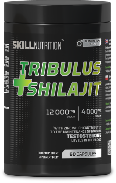 Skill Nutrition Tribulus + Shilajit Suplement Na Witalność i Poziom Testosteronu 60 Kapsułek