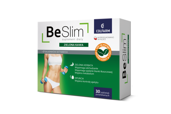 Colfarm Be Slim Green Coffee Supports Fat Burning 30 Tablets