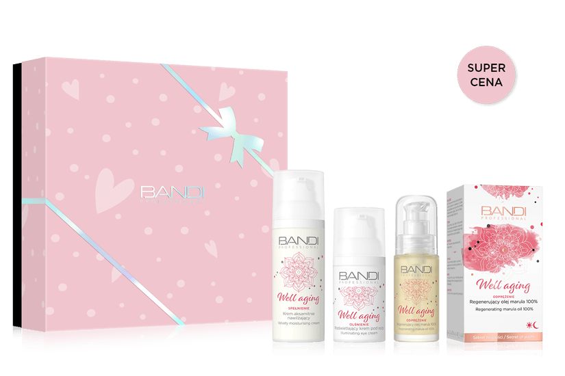 Bandi Professional Well Aging Care Set Velvety Moisturizing Cream Illuminating Eye Cream Regenerating Marula Oil 100% 1 Piece