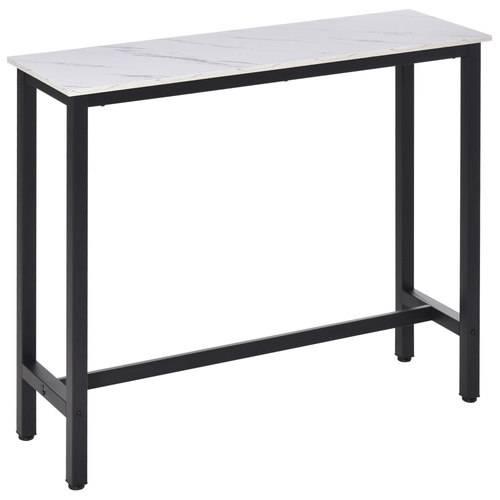 HOMCOM Rectangular Bar Table, Wood Effect Coffee Table for Small Space, Breakfast Dining, Kitchen, Industrial, White & Black