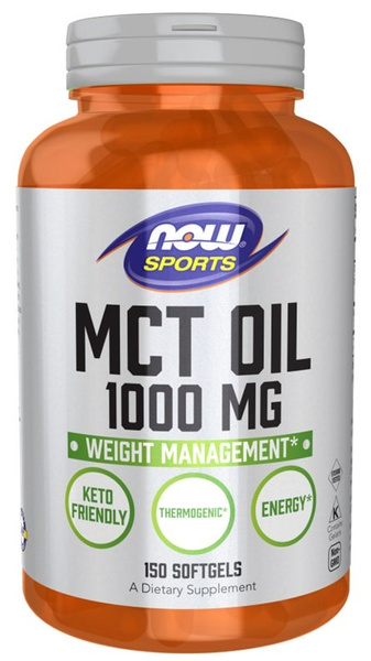 Now Foods MCT Oil 1000mg Wspiera Zdrową Masę Ciała 150 Kapsułek