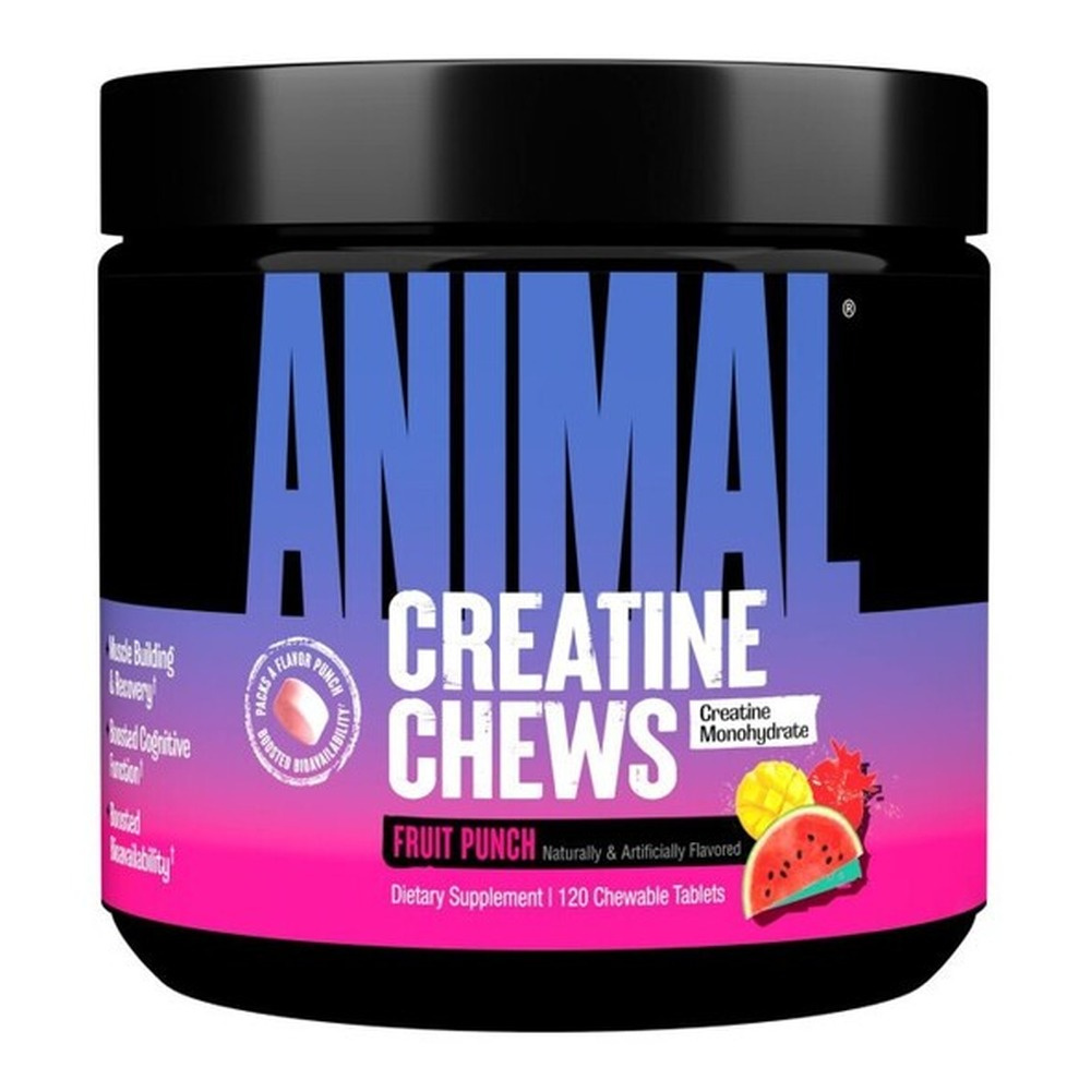 Animal Creatine Chews Fruit Punch Chewable Creatine for Muscle Strength and Endurance 120 Chewable Tablets
