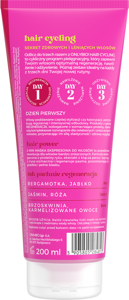 OnlyBio Hair Cycling Regeneracja 2 Minutowa Maska Ekspresowa do Włosów 200ml