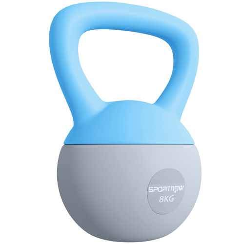 SPORTNOW 8KG Soft Kettlebell, Kettlebell with Non-Slip Handle for Home Gym, Weight Lifting, Strength Training, Light Blue/Grey