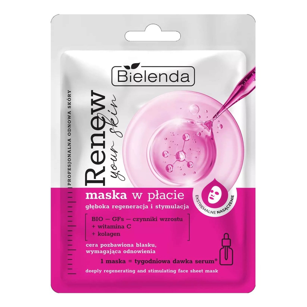 Bielenda Renew Your Skin Profesjonalna Odnowa Głęboko Regeneracyjna i Stymulacyjna Maska w Płacie z Witaminą C 1 Sztuka