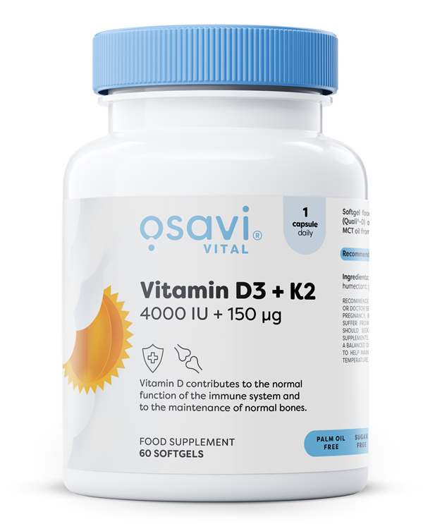 Osavi Vitamin D3 + K2 4000 IU + 150 mcg For Healthy Bones and Immunity 60 Softgels