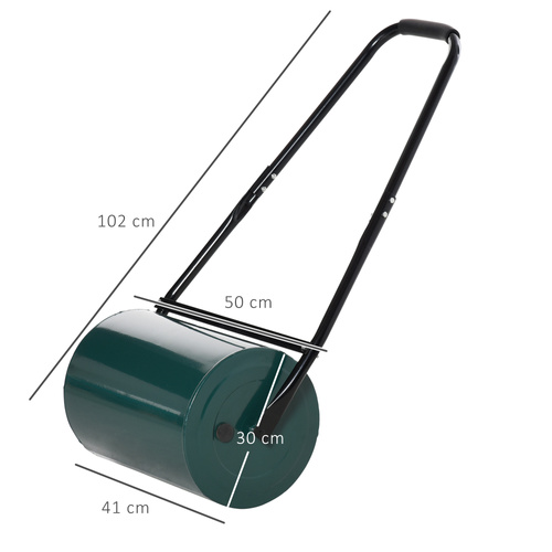 Outsunny 30 L Heavy Duty Water Or Sand Filled Φ30cm Garden Steel Lawn Roller Drum - Dark Green