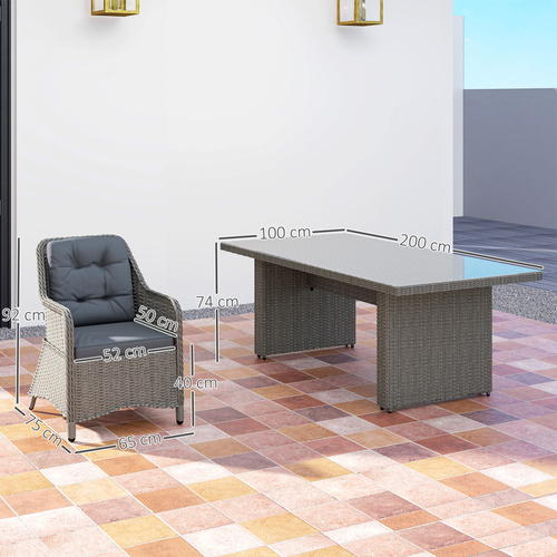Outsunny Seven-Piece Rattan Dining Set - Mixed Grey