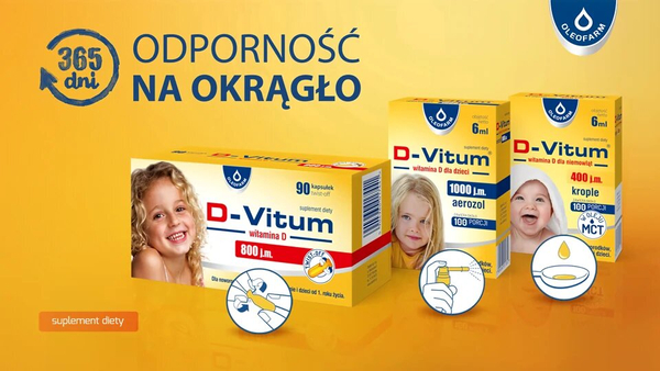Oleofarm D-Vitum Witamina D 800 j.m dla Noworodków Urodzonych Przedwcześnie i Dzieci od 1 Roku Życia 90 Kapsułek