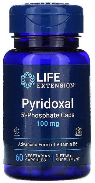 Life Extension Pyridoxal 5'-Phosphate Supplement with Active Vitamin B6 100mg 60 Vcaps
