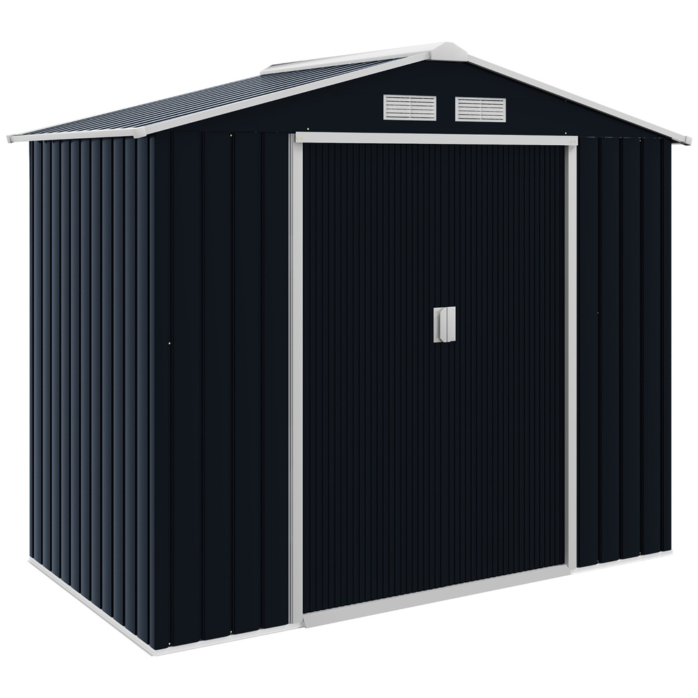 Outsunny 7 x 4ft Weatherproof Shed, Outdoor Bike Storage Shed with Ventilation Slots, Foundation Kit and Lockable Double Doors, Dark Grey