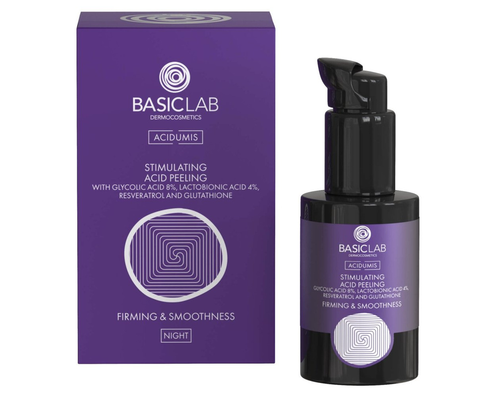 BasicLab Stimulating Acid Peeling with 8% Glycolic Acid 4% Lactobionic Acid Tripeptide Firming and Smoothing 30ml