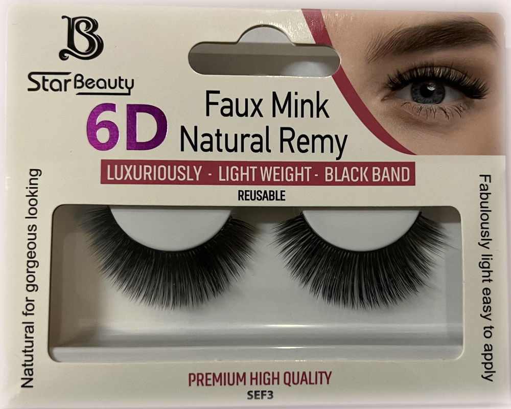 Star Beauty Professional Sztuczne Rzęsy 6D Lekkie Nadające Objętość Wielokrotnego Użytku SEF03