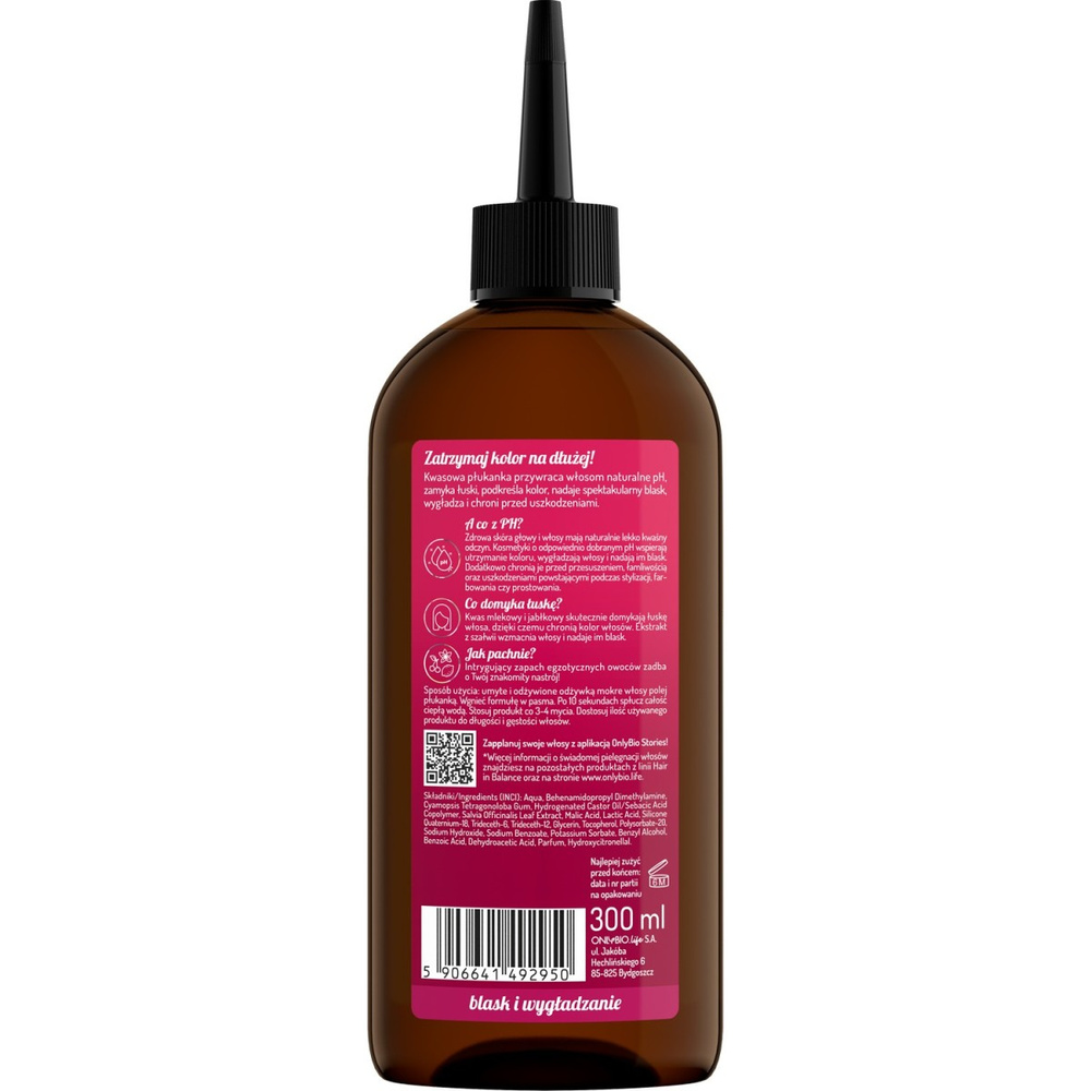 OnlyBio Hair in Balance Kolor Płukanka Kwasowa do Włosów 300ml