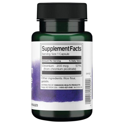 Swanson Chromium Picolinate 200mcg 100 Capsules
