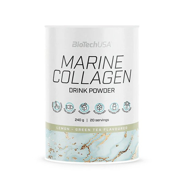 BioTechUSA Marine Collagen Lemon-Green Tea Drink Powder for Skin and Joints 240g