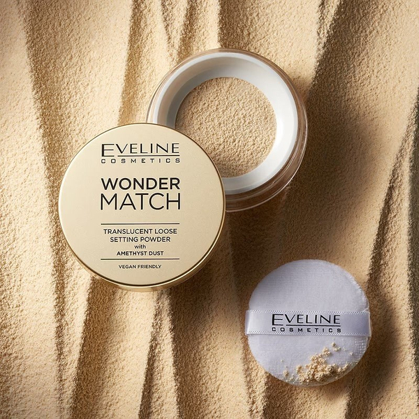  Eveline Wonder Match Lekki Puder Utrwalający z Ametystowym Pyłkiem Vegan 6g