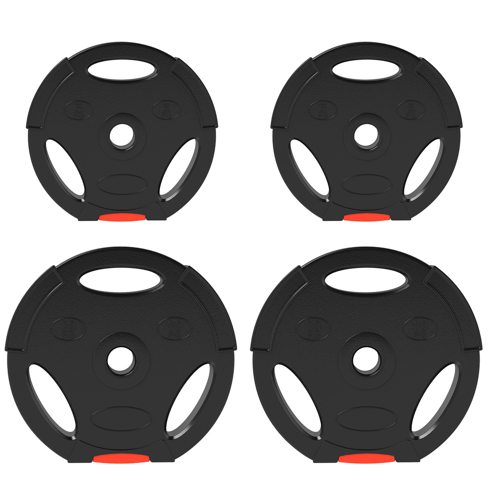 SPORTNOW Weight Plates Set, with Two 10kg and Two 5kg weights, Black