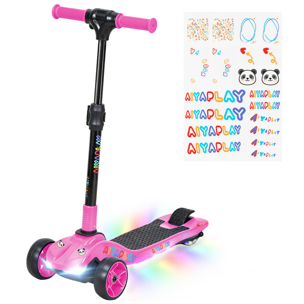 AIYAPLAY Three-Wheel Foldable Electric Scooter for Kids Aged 6-10 Years, Pink