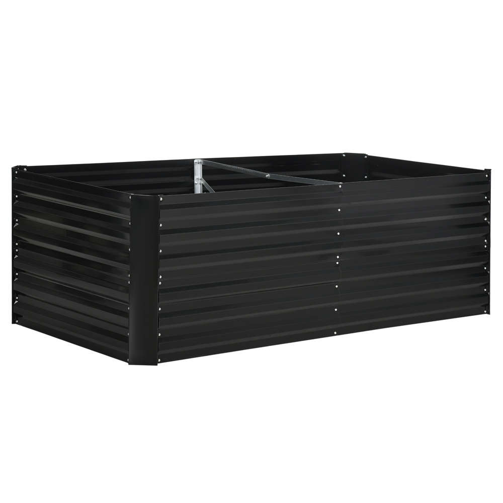 Outsunny Raised Beds for Garden, Galvanised Steel Outdoor Planters with Multi-reinforced Rods, 180 x 90 x 59 cm, Black