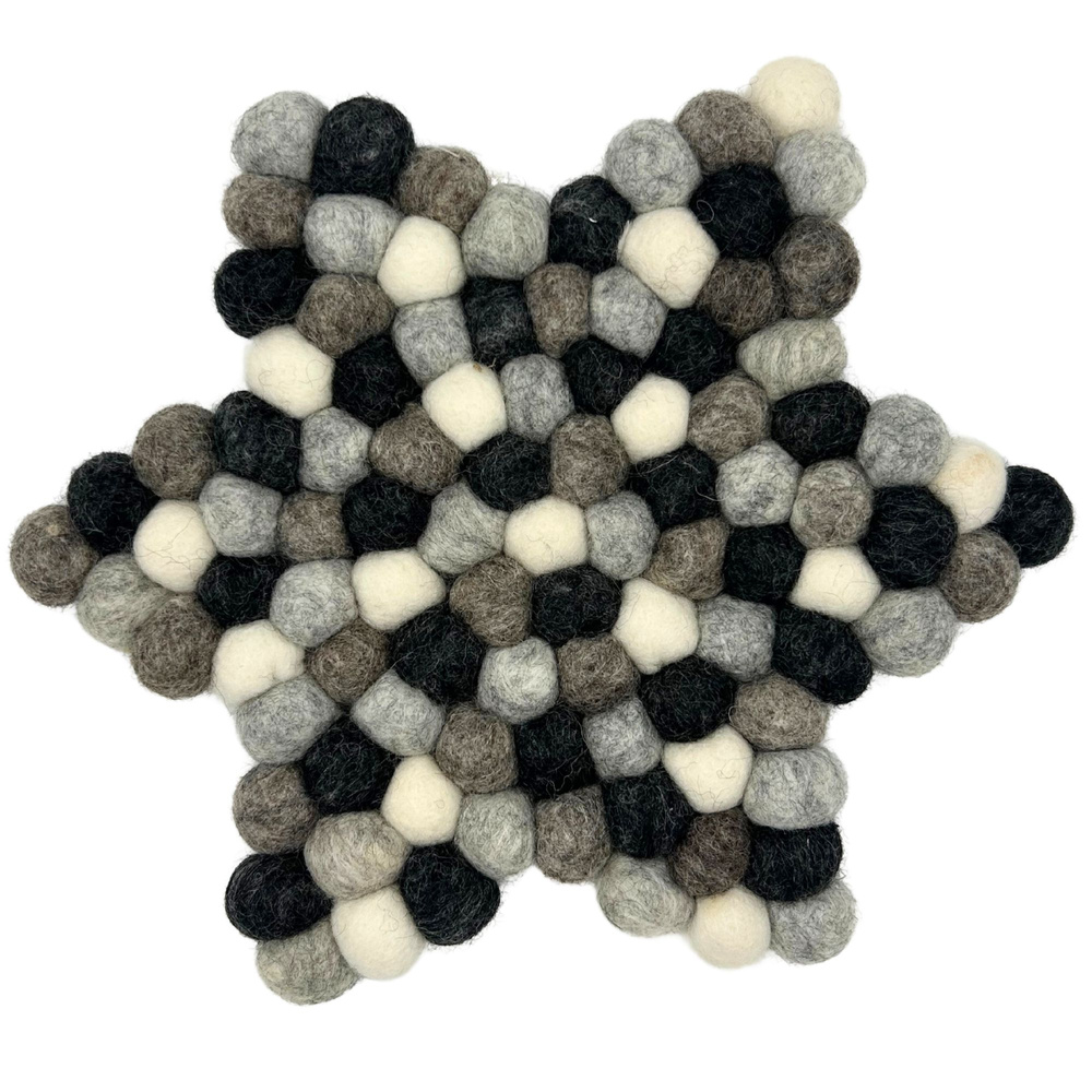 Felt Ball Star Centre Mat - Multi Grey Colour