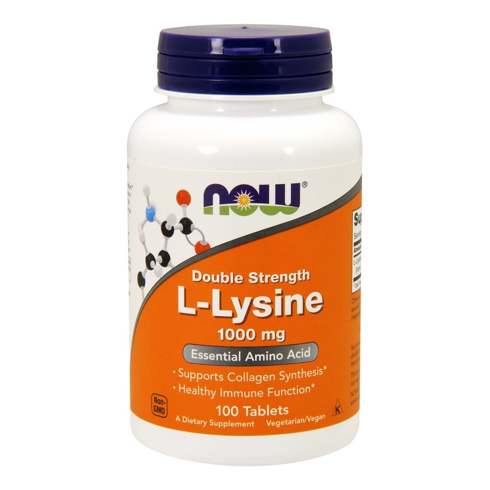 NOW Foods L-Lysine 1000 mg Double Strength Immunity and Skin Health Supplement 100 Tablets