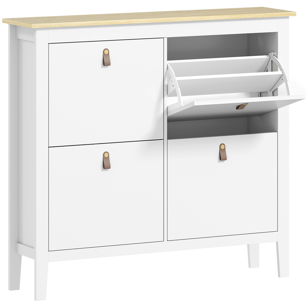 HOMCOM Modern Four-Drawer Shoe Cabinet - White