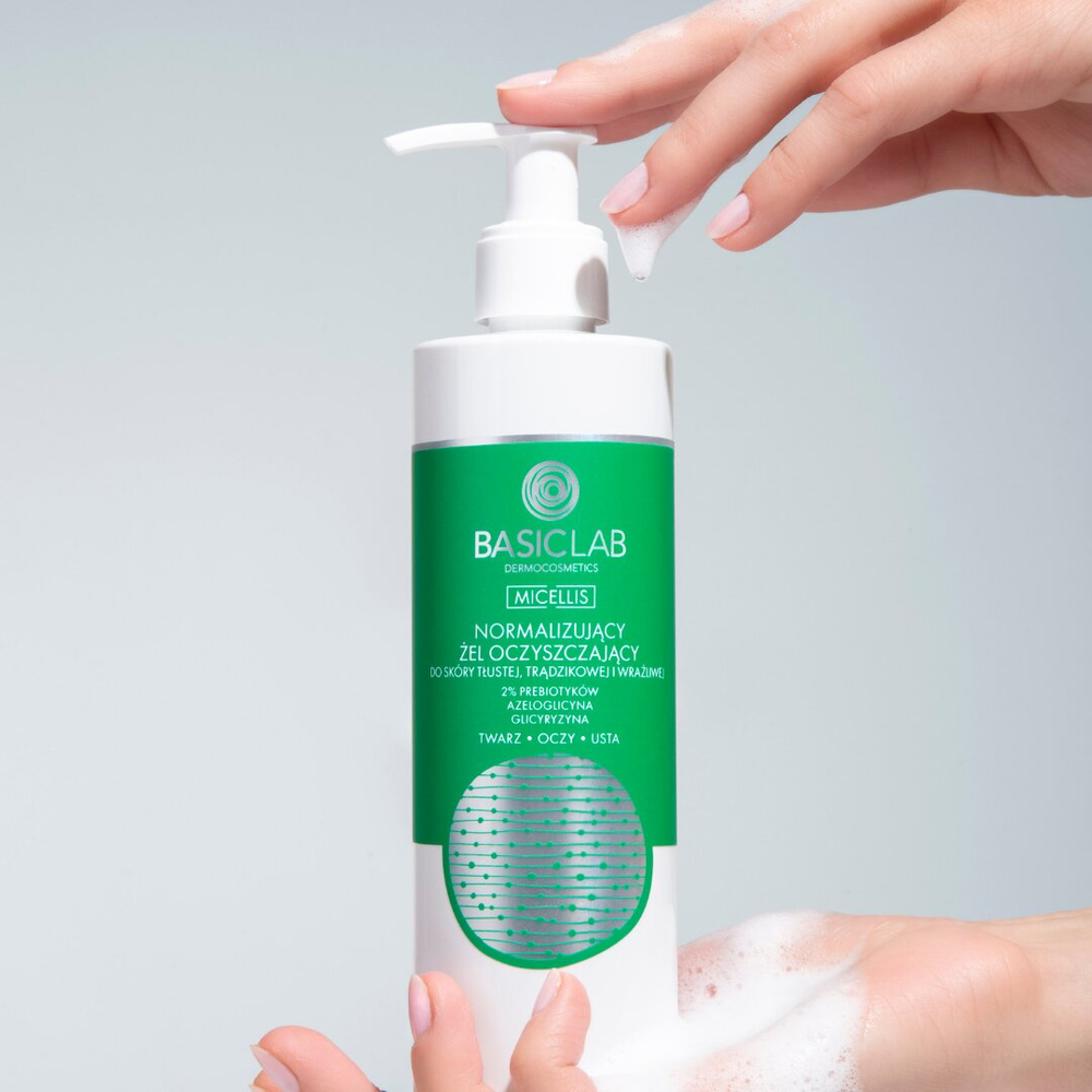 BasicLab Luxury Hydrating Cleansing Gel for Oily, Acne-Prone & Sensitive Skin  300ml