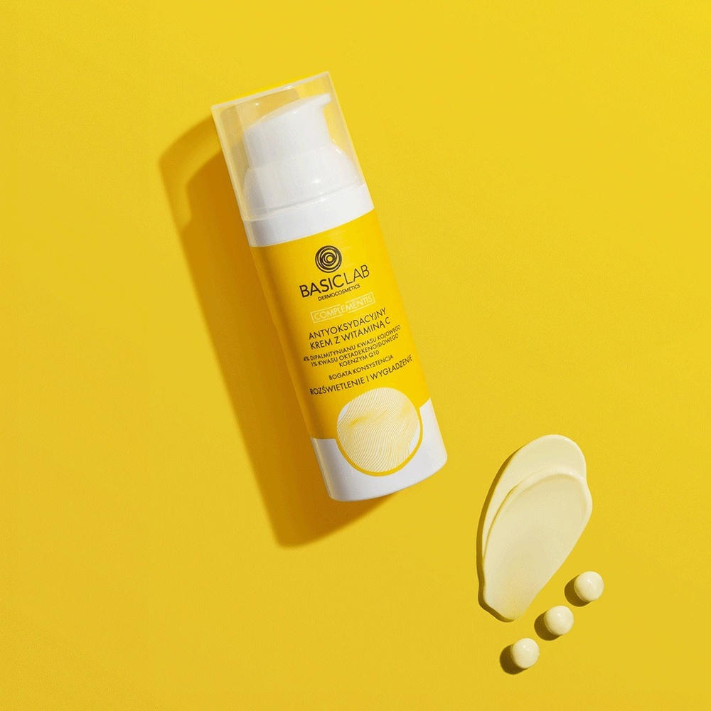 BasicLab Complementis Antioxidant Cream with Rich Consistency with Vitamin C Brightening and Smoothing for Dry and Very Dry Skin Day and Night 50ml