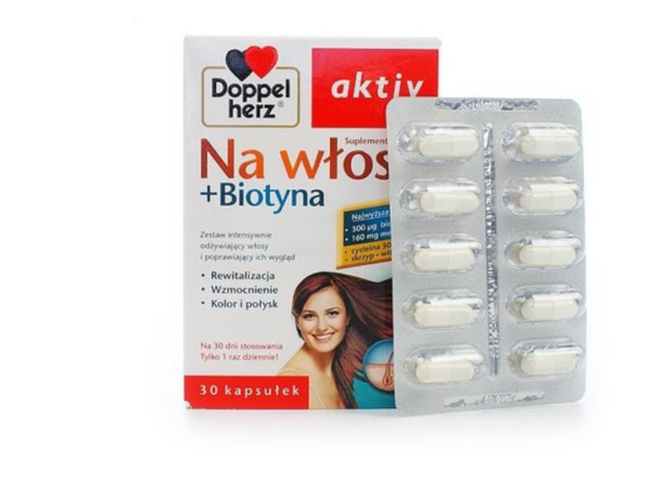 Doppelherz Aktiv Na Włosy + Biotyna Wzmacnia I Regeneruje Włosy 30 Tabletek