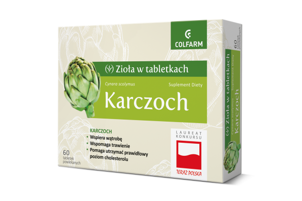 Colfarm Zioła w Tabletkach Karczoch Wspiera Wątrobę Wspomaga Trawienie 30 Tabletek