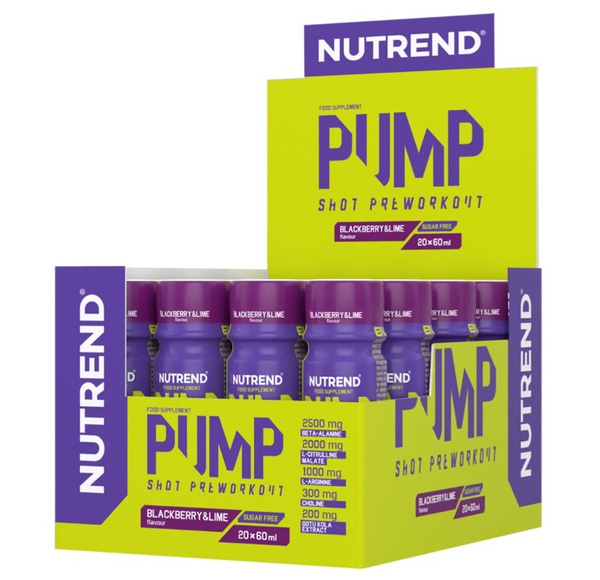 Nutrend Pump Pre-Workout Shot Blackberry & Lime For Muscle Pump and Focus 20 x 60 ml